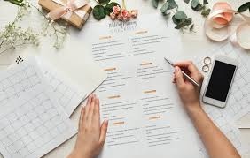 Event planning checklist with calendar and flowers